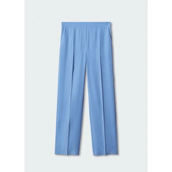 NWOT Mango Blue Wide-Leg Trousers High-Waisted - Picture 3 of 7